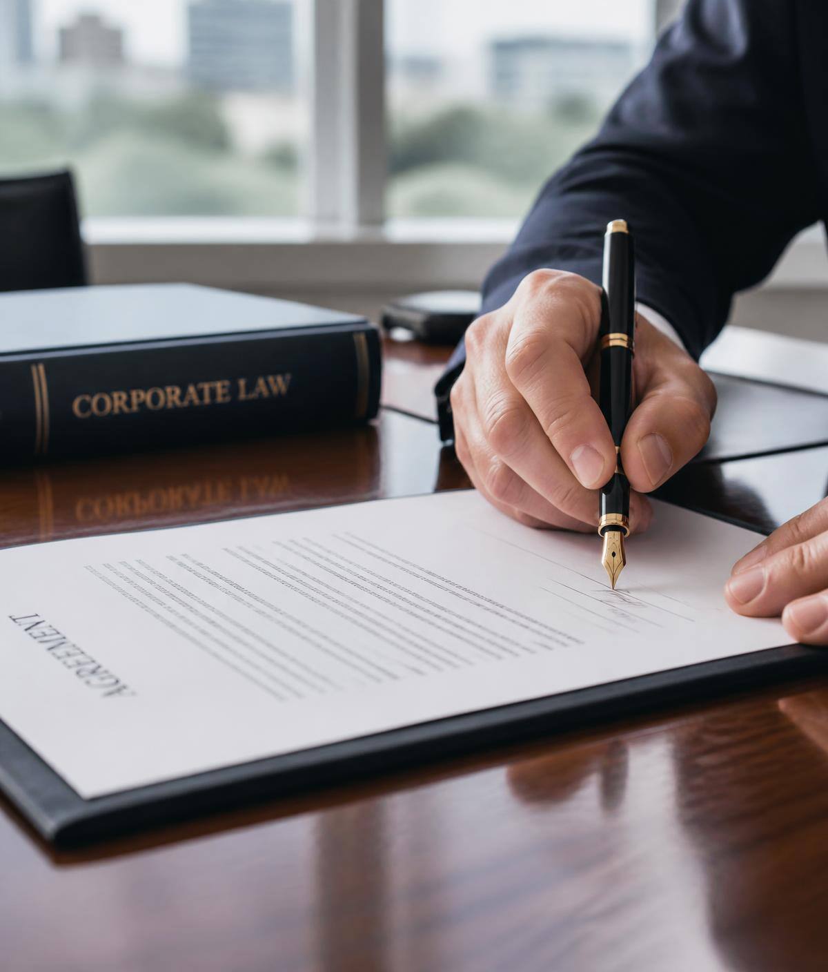 Signing of corporate documents at a law firm